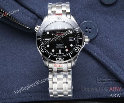 High Quality Replica OMEGA Seamaster 300 Silver 316L Stainless Steel Strap Black Face Dial Black Ceramic Bezel Case Watch 42*11mm